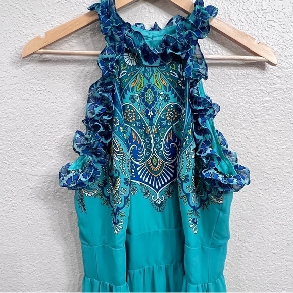 Boston Proper Paisley Print Ruffle High Neck Maxi Dress size - Picture 4 of 14